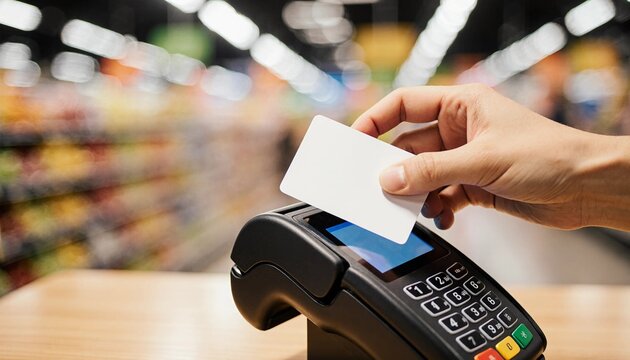 Hand inserting payment card into a terminal for a seamless retail transaction