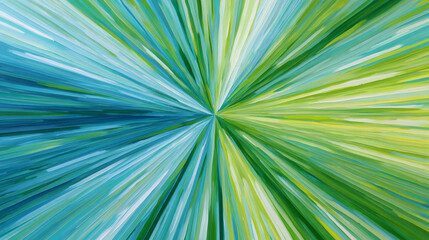 Obraz premium Radiating turquoise and lime green lines converge in dynamic burst, creating vibrant and energetic abstract pattern. interplay of colors evokes sense of movement and vitality