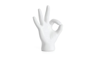 White ceramic hand making the okay sign