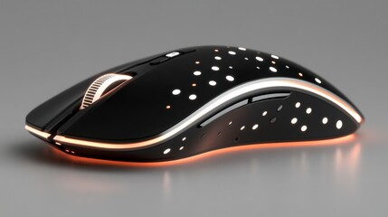 Sleek Black Gaming Mouse with LED Lights and Modern Design