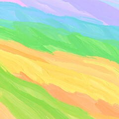 Obraz premium Abstract brushstrokes create colorful landscape with pastel hues, evoking a sense of calm and serenity in a minimalist composition.