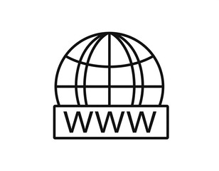 Simple line art globe icon with "WWW" label