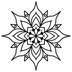 Fototapeta premium Delicate floral outline design showcases symmetrical petal arrangements with circular accents, perfect for detailed coloring transparent background