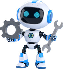 cute futuristic 3D robot mascot with a friendly expression