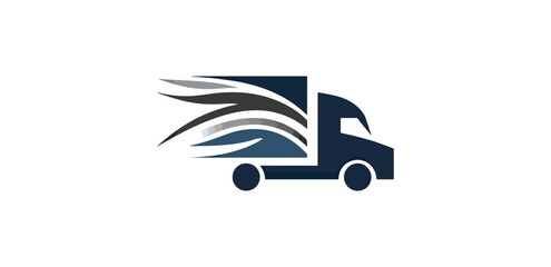 Dark blue delivery truck graphic
