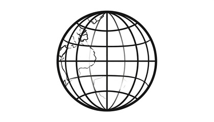 Simple line drawing of a globe, emphasizing the continents and latitude/longitude lines