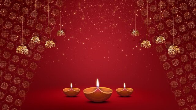 Happy Diwali festival greeting card for Hindu festival Diwali Loop background. festival celebration in India. Wishes, Events, Message, holiday. Indian Diya oil lamp design border frame Indian festive