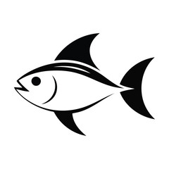 Simple black and white silhouette of a fish