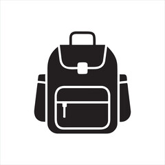 Black and White Backpack Icon