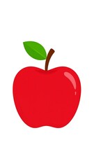 Simple illustration of a red apple with a green leaf