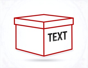 Simple illustration of a closed, square box with red outline and "TEXT" label
