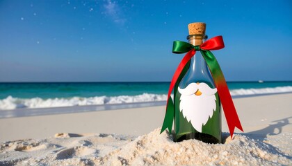 Festive bottle on a beach