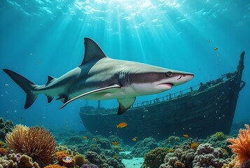Obraz premium shark and diver