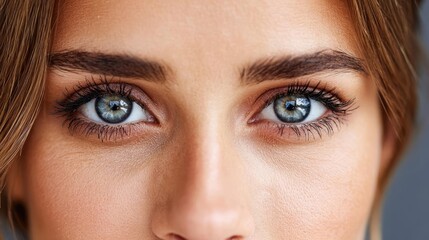 Obraz premium Dark circles and bags concept. Close-up of a woman's striking blue eyes revealing emotion.