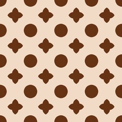 Geometric Circle Clover Tiles Pattern Background Classic. Tile design circles with rounded clover shapes seamless pattern. Classic Earth tone brown Clover Geometry Tiles pattern.
