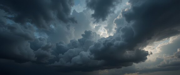 Obraz premium Epic and realistic storm sky, black clouds with hints of silver lining
