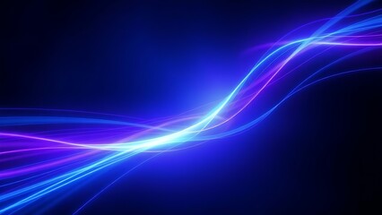 Vibrant blue and purple light trails swirling in a dark space, creating a futuristic and abstract atmosphere.