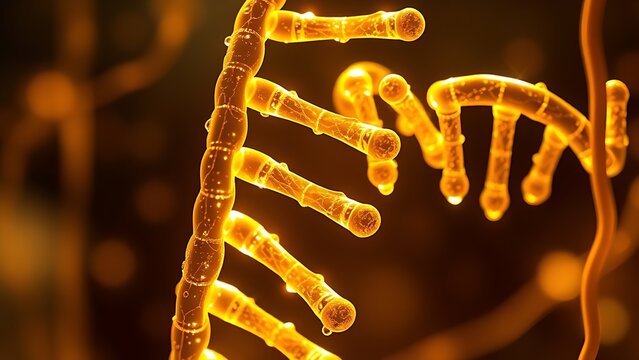 Glowing DNA helix intertwined with golden strands, symbolizing regenerative medicine breakthroughs.