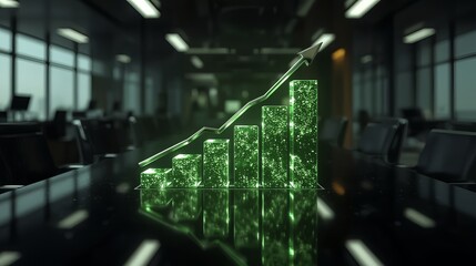 Business Line Graph Icon: A clean and simple minimalist line graph icon, with a single line trending upwards.