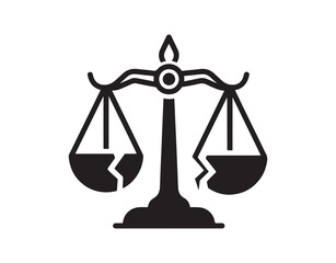 A black line injustice icon with a filled vector design, featuring clean lines and a minimalist style, suitable for different industries and contexts. It's also included in an icon set.
