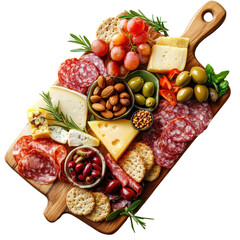 Traditional charcuterie board with crackers and cheese

