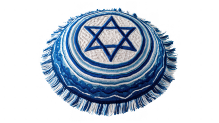 Blue and white star kippah design, created with AI, PNG