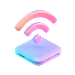 3d wifi signal icon with pastel colors isolated on transparent background