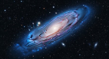 Cosmic Spiral Galaxy with Intricate Details and Starry Background