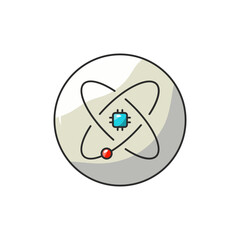 Qubit Sphere Icon, Quantum Computing Symbol Futuristic Tech Vector