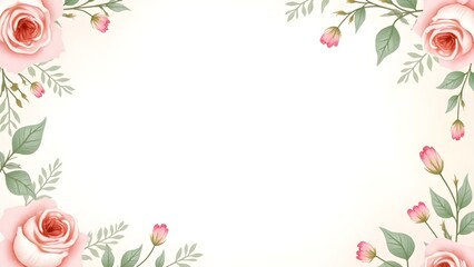 A set of floral branches with pink roses and green leaves. This is a vector arrangement for a wedding invitation or greeting card, perfect for a floral poster or invite.