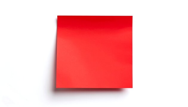Single red sticky note isolated on white background