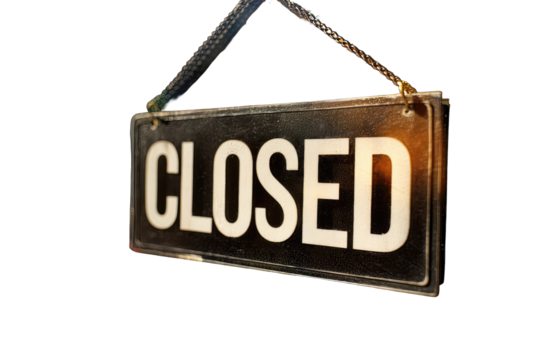 A hanging sign that reads "CLOSED