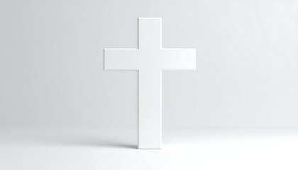 Obraz premium Simple white cross on a white background
