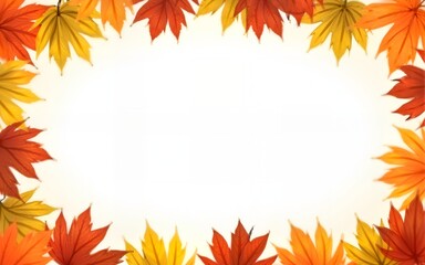 Autumn leaves  border frame with space text on transparent background. Can be used for thanksgiving, harvest holiday,  decoration and design. Vector Illustration. High quality