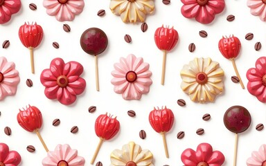 seamless pattern with candies and flower. High quality