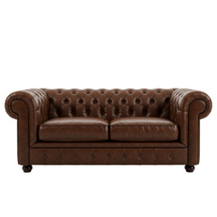 Fototapeta premium Classic brown leather sofa isolated on transparent background