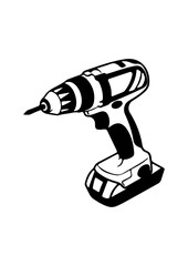 Cordless Power Drill Silhouette Illustration