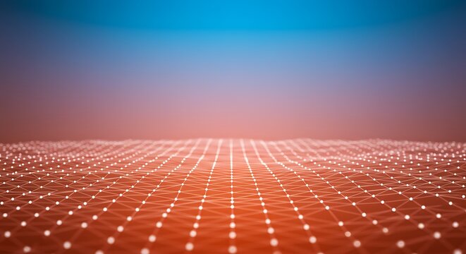 Abstract background with orange grid and blue gradient for modern technology