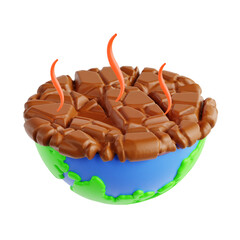 Cartoon Rendered Hot Chocolate Chunks Lava Emerging from Earth Illustration