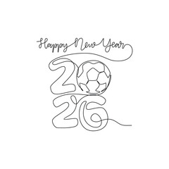 One continuous line drawing of Happy New Year vector illustration. Happy New Year theme design concept in simple linear continuous line. Great design for new year celebrations event purpose.