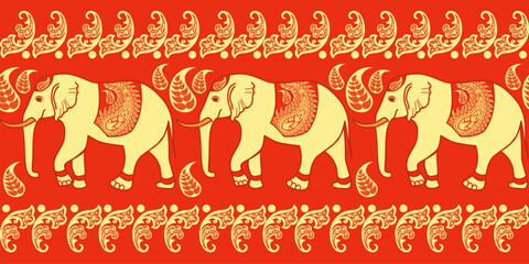 popular elephant pattern in asian style this elephant graphic is fashionable in thailand india and south east asia and this elephant and baby elephant can be for textile industry and any package © Prapapan Hongkham