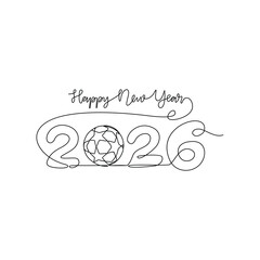 One continuous line drawing of Happy New Year vector illustration. Happy New Year theme design concept in simple linear continuous line. Great design for new year celebrations event purpose.