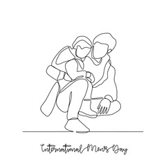 One continuous line drawing of International Mens Day vector illustration. International Mens Day theme design concept in simple linear continuous line. Great design for men's celebrations day.