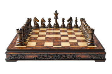 Classic wooden chess board with full set
