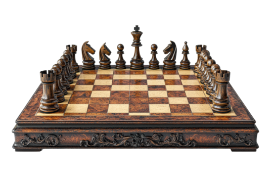 Classic wooden chess board with full set
