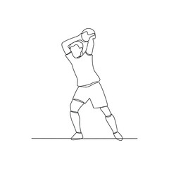 One continuous line drawing of Football sport vector illustration. Player Football in action design in simple linear continuous style vector concept. Football themes design for tournament campaign.