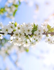 White Blossoms Branch, Outdoor Spring Sunlight