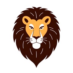 Fototapeta premium Stylized Lion Head Illustration with Brown Mane.