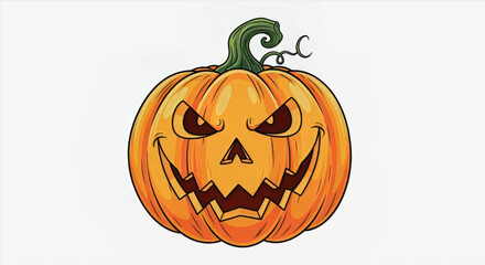 Cartoon jack-o-lantern pumpkin with evil face for Halloween