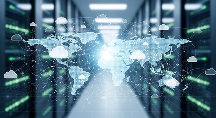 Global Network Cloud Computing Data Center Server Room